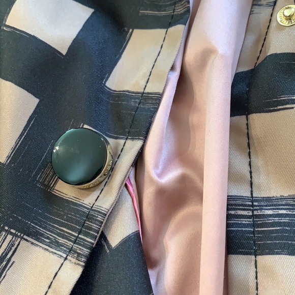 Kate Spade Black and Tan Grid Water-Resistant Rain Jacket - Picture 8 of 16